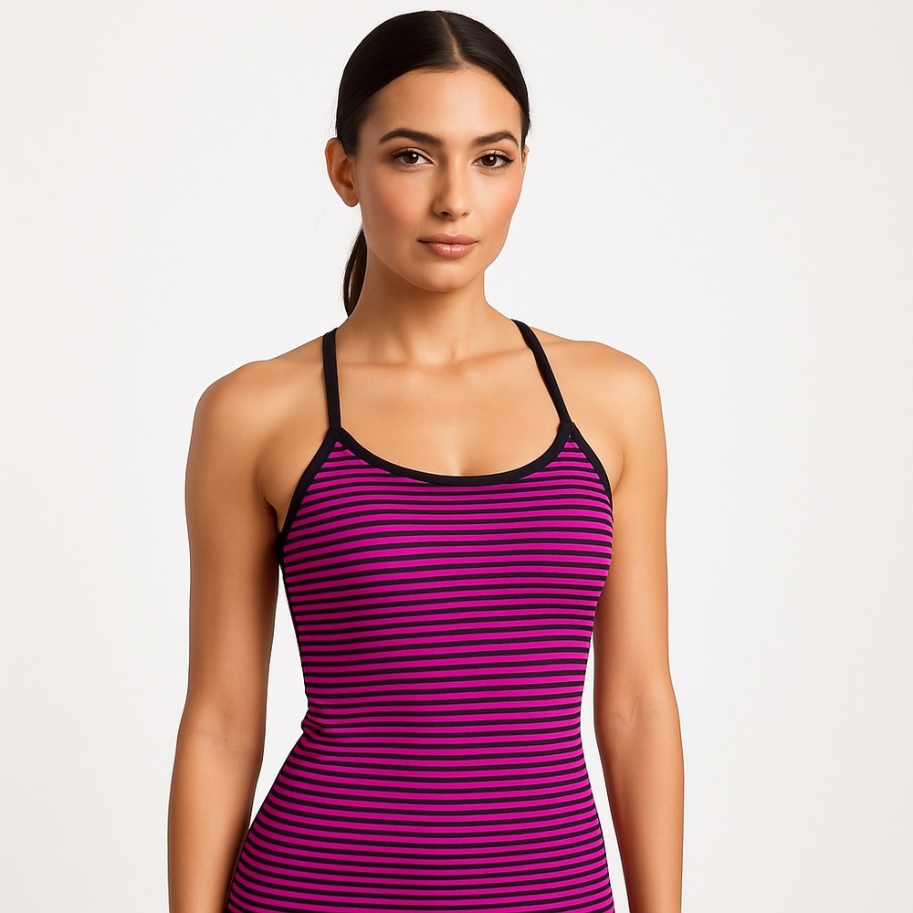Lucy Pink and Black Striped Tank Top